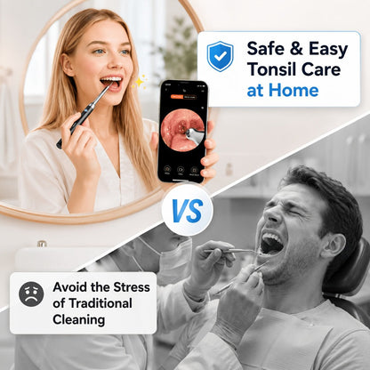Tonsil Stone Remover with Camera - 1080P HD Visual Tonsil Stone Removal Tool with LED Light, 5-in-1 Stainless Steel Tips