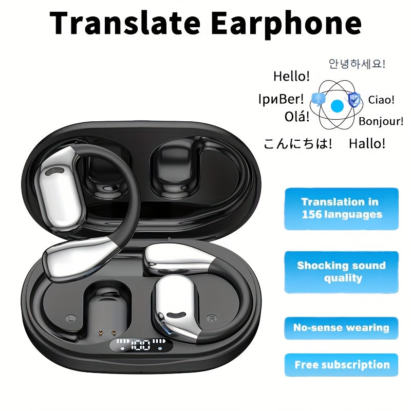 AI Translation Earbuds Bluetooth 5.4, 156 Languages Real-Time Two-Way Translation, Offline Mode, Audio Transcription & Photo Translation