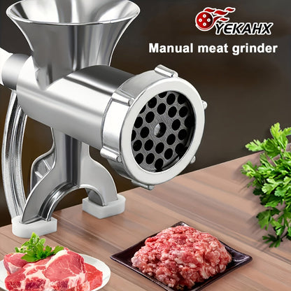 Manual Meat Grinder Hand Crank - Stainless Steel Mincer & Sausage Maker for Home Kitchen for Home Cooking, Dining and Outdoor Meals