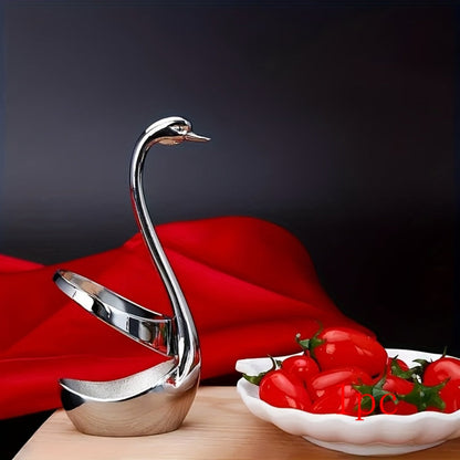 Swan Shaped Cutlery Rack Stainless Steel | Elegant Decorative Plate Holder Stand | Creative Metal Tableware Display for Party Wedding Dining