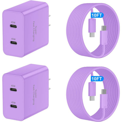 45W Samsung Super Fast Charger USB-C Dual Port Android Fast Charging Block with 10FT Long USB-C for an Everyday Personal Care Routine