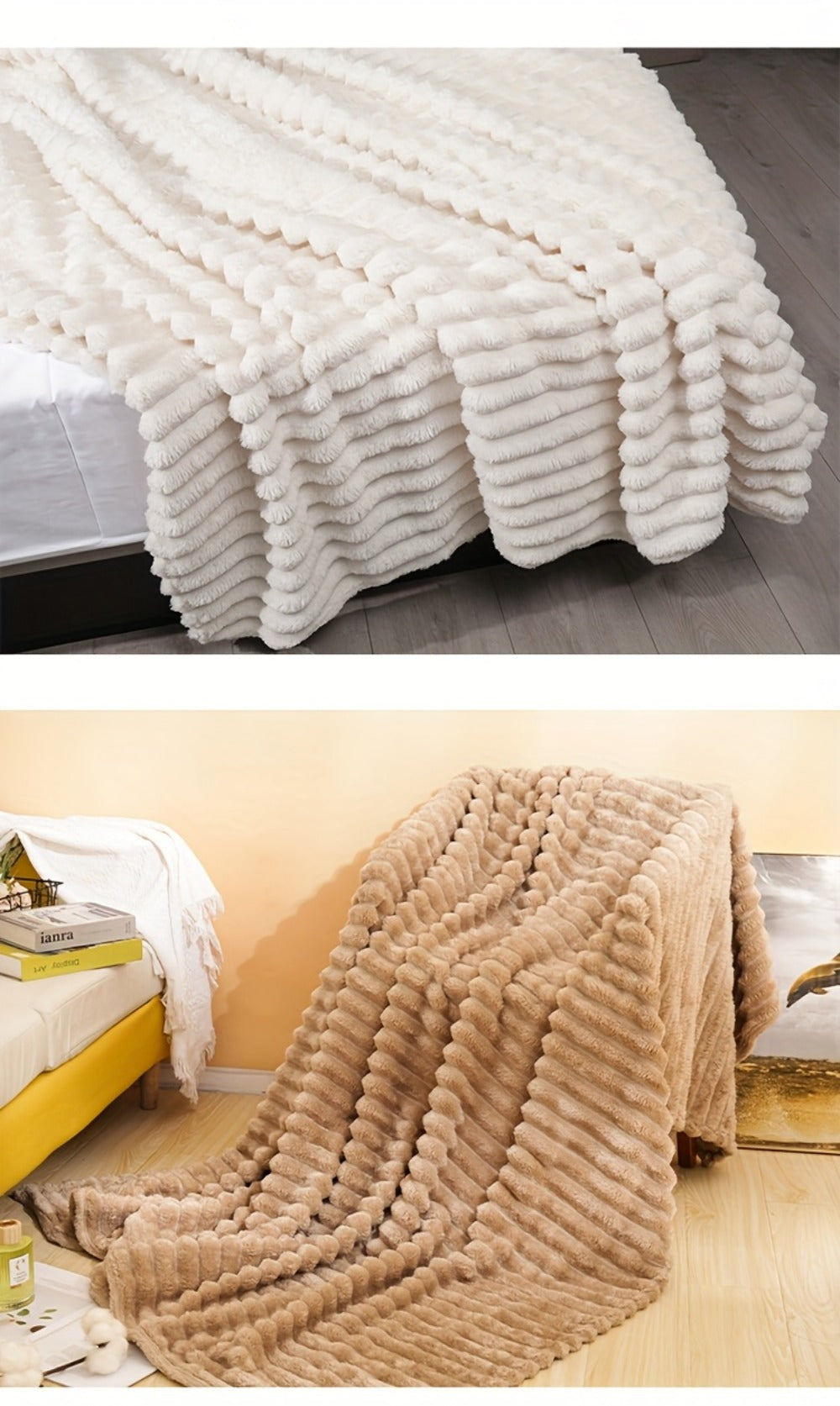 500gsm Heavy Plush Blanket, Ultra Thick Fluffy Blanket for Bed, Sofa & Travel, Baby to Double Size