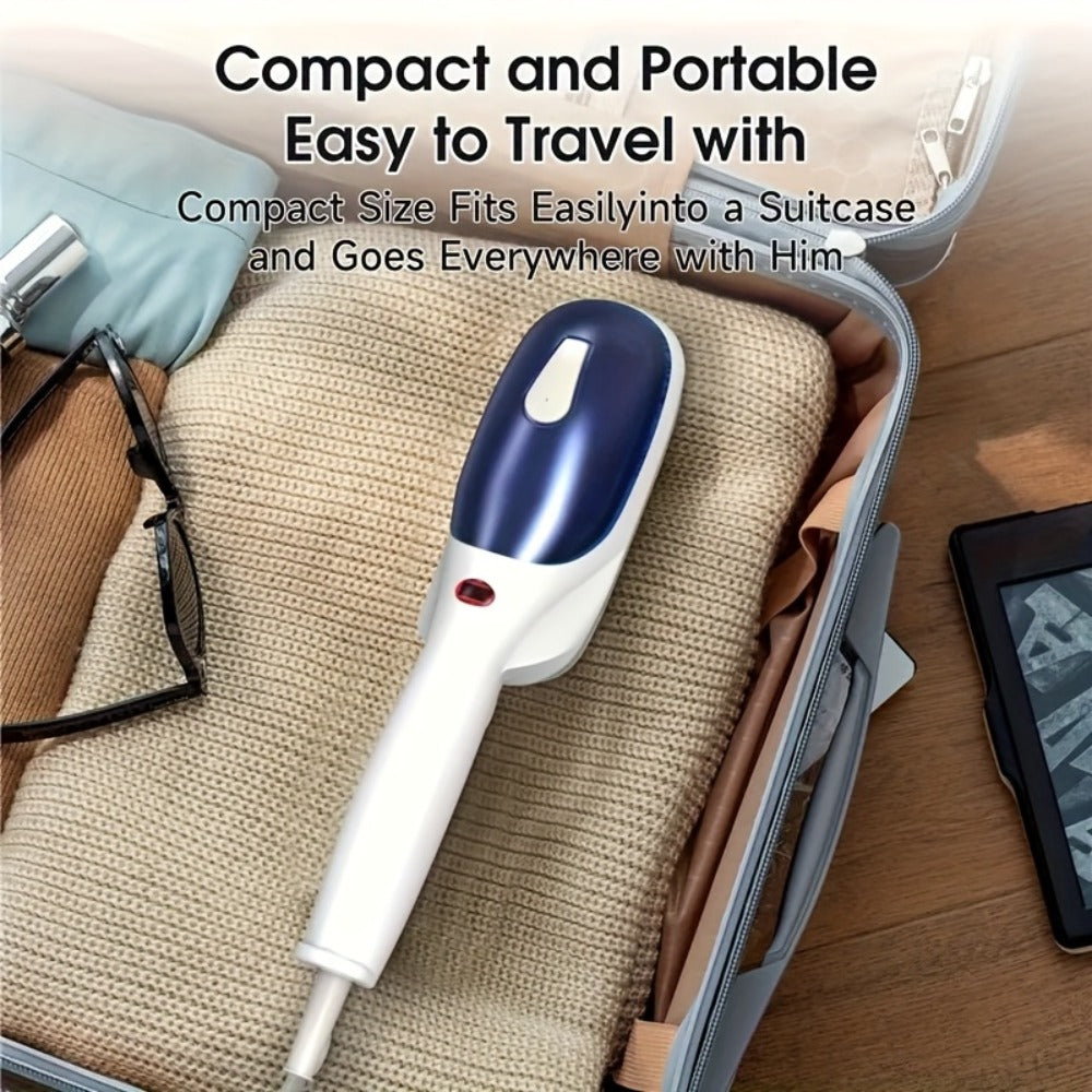 Green Handheld Garment Steamer and Dry Iron with Heated Face, Removable Brush and Filling Cup