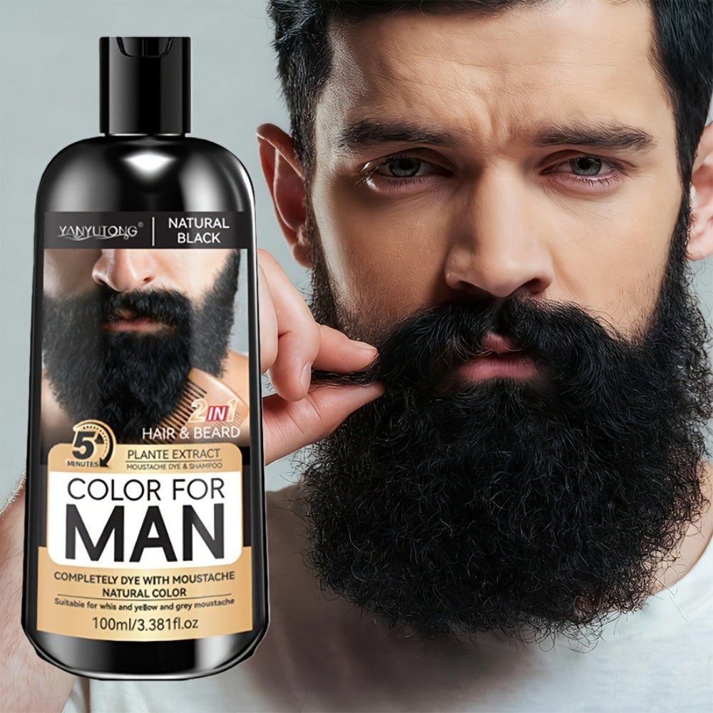 Hair Dye Shampoo, YANYUTONG Men's Beard and Hair Bottle in Black, Brown or Chestnut Brown Options