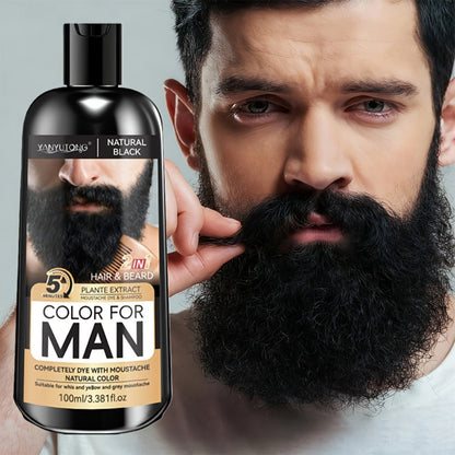 Hair Dye Shampoo, YANYUTONG Men's Beard and Hair Bottle in Black, Brown or Chestnut Brown Options
