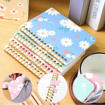A6 Spiral Notebooks 8 Pack – Floral Design College Ruled Journals with Tear-Off Pages | Portable Memo Pads for Students & Office | Gift Set