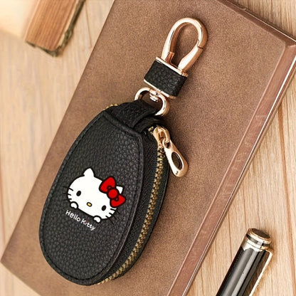 Hello Kitty Key Bag Car Key Organizer – Compact Keychain Pouch with Golden Zipper, Multi-Functional Key Storage Wallet