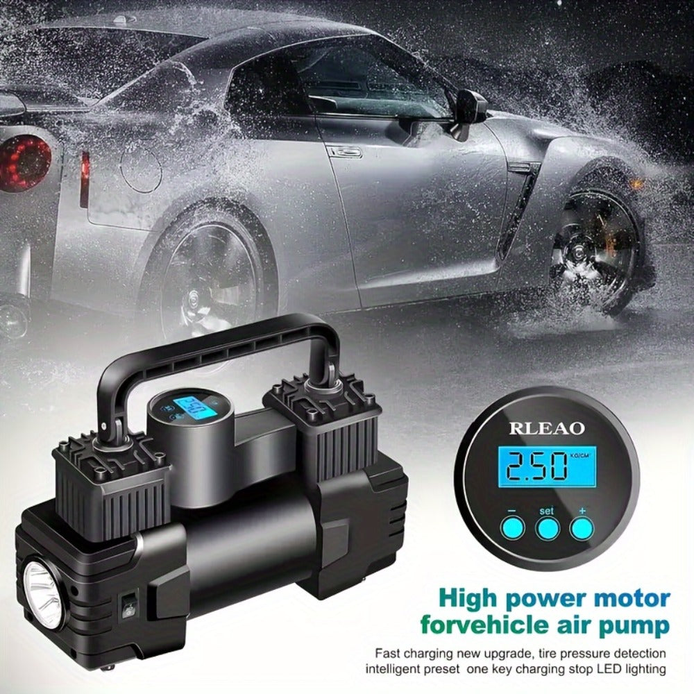 Dual-Cylinder Portable Tire Inflator with Pointer Gauge, Digital Gauge or Digital Display Options