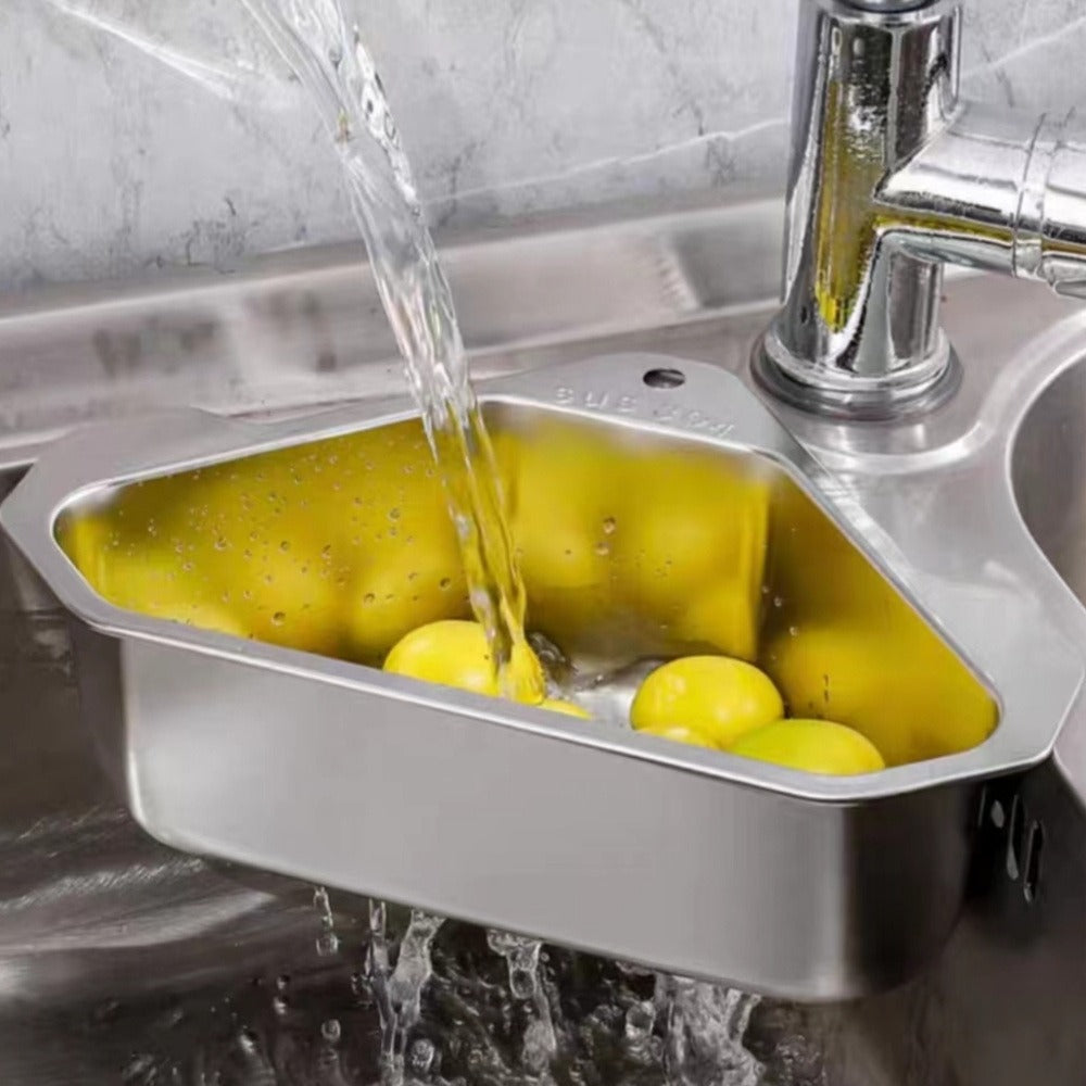 Kitchen Drain Strainer Basket 304 Stainless Steel Triangular Corner Sink Filter, for Home Plumbing Maintenance and Repair