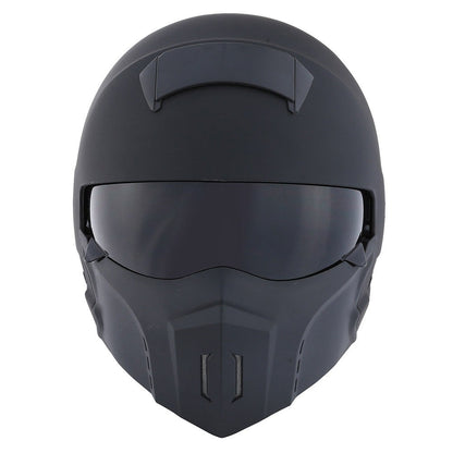 Motorcycle Helmet Convertible Full/Open-Face Shell with Detachable Mask, Smoked Shield, S-XL Sizes and Multiple Styles