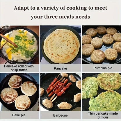 Cast Iron Frying Pan Non-Stick 11 Inch 28cm, Anti-Deformation Even Heating, Oven & Induction Safe Skillet for Pizza Barbecue & Camping