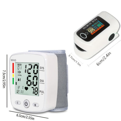 Blood Pressure Monitor Wrist & Forehead Thermometer 2-in-1 Set, Rechargeable with 2x99 Memory, Large LCD