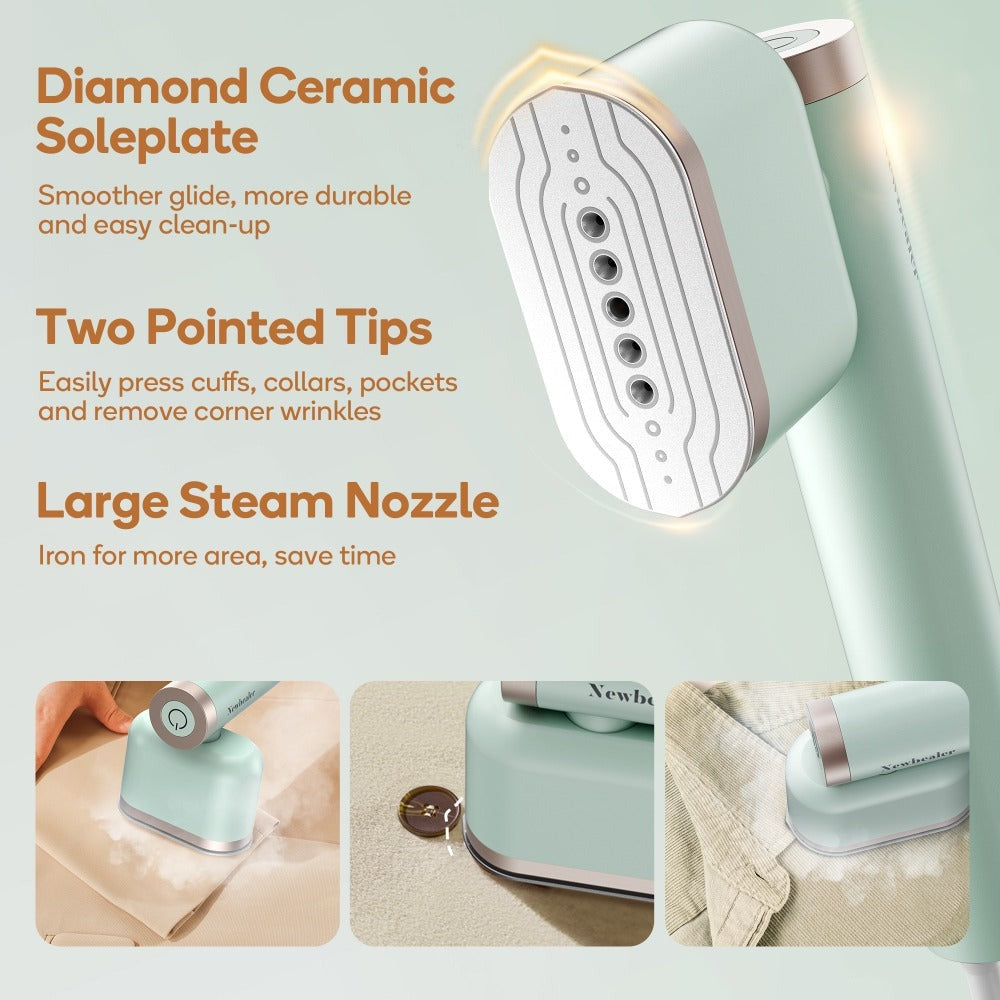 1200W Handheld Garment Steamer and Iron with 110–125V Label, Rest Pad and Three Color Options