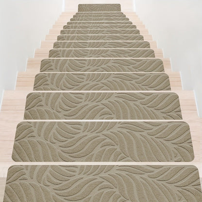 Stair Treads 15pcs 8"x30" Self-Adhesive Carpet Pads for Wooden Steps, Polyester Indoor Stair Mats for Safety