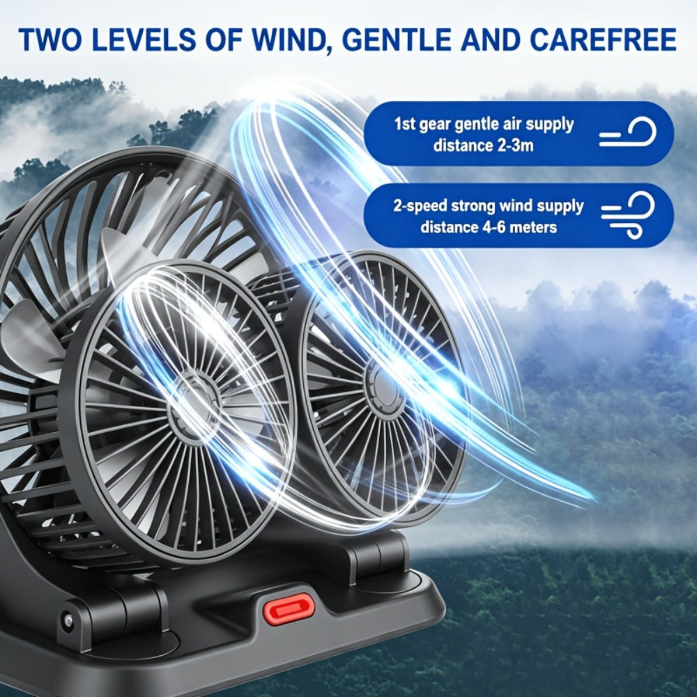USB 3-Head Desk Fan Quiet Operation Adjustable Speed Powerful Efficient Cooling for Home for Home, Office and Desktop Air Circulation