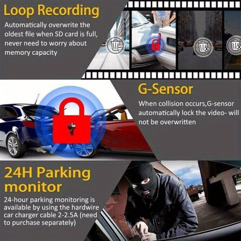 1080P WiFi Dash Cam 170° Wide Angle – HD Car DVR with G-Sensor, Loop Recording, Night Vision, Smartphone App View