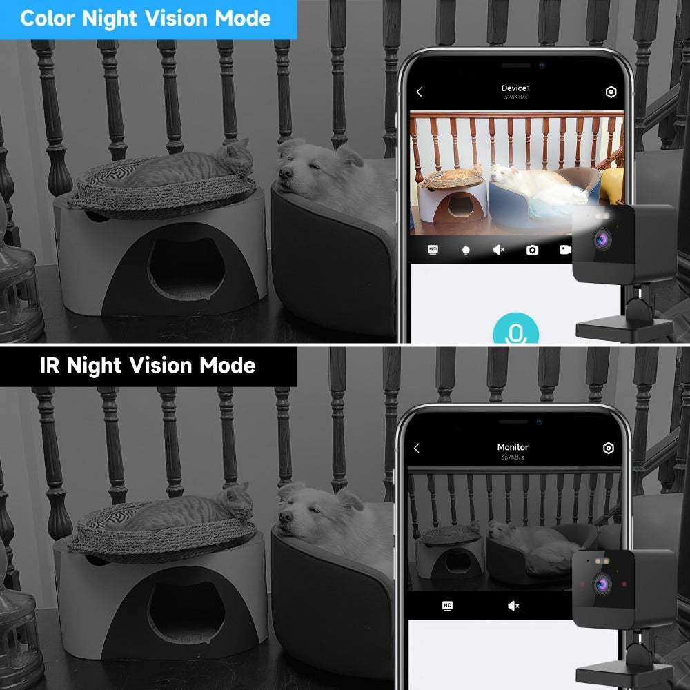 Indoor Security Camera 4-Pack with Dual-Band WiFi, Color Night Vision, Two-Way Audio and Multiple Storage Options