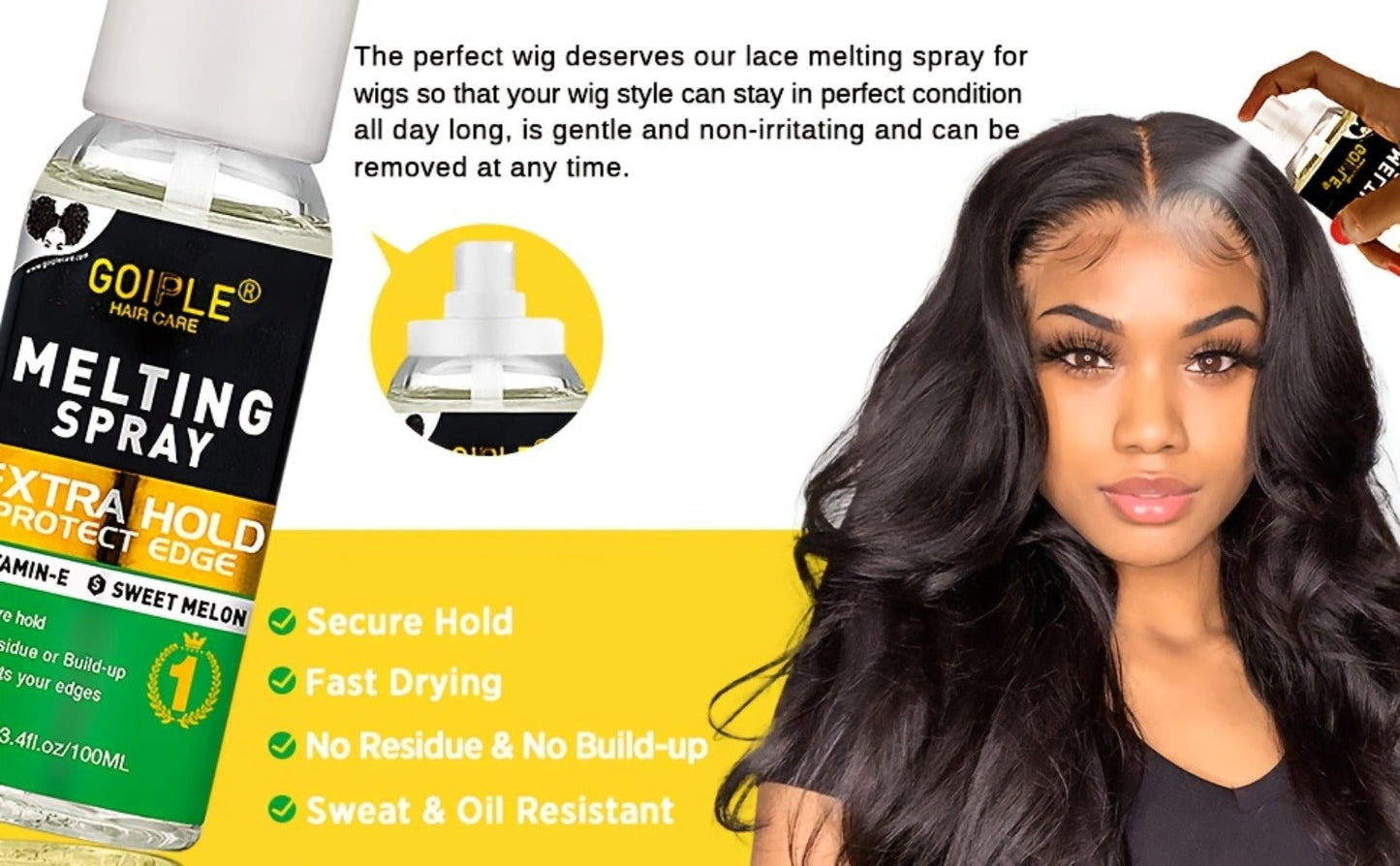 Lace Wig Installation Kit, 10-Piece Set with Melting Spray, Liquid Bottles, Bands, Caps, Combs and Brushes