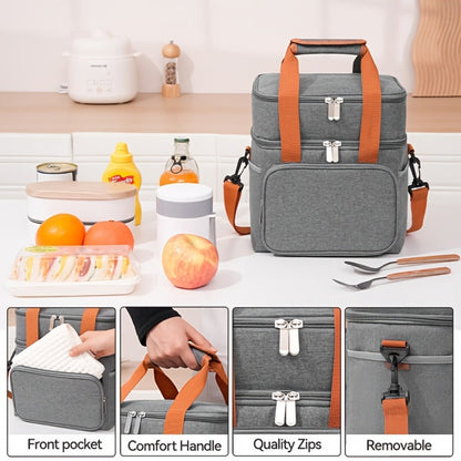Insulated Lunch Bag with Shoulder Strap – Double Layer Leakproof Cooler Tote for Women Men Work Office School Picnic Beach Outdoor
