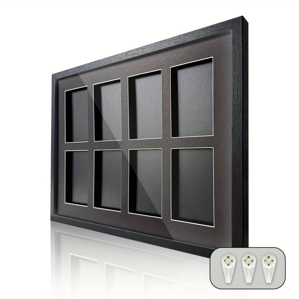 Trading Card Display Case Wall Mounted Wood Frame – Pokemon TCG Sports Cards 35–360pt Compatible, 1/2/4/6/10 Grid Options