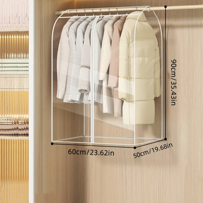 Clear Hanging Garment Bag PVC Zipper Dustproof Closet Organizer for Coats Suits Dresses for Entryways, Bedrooms and Living Spaces
