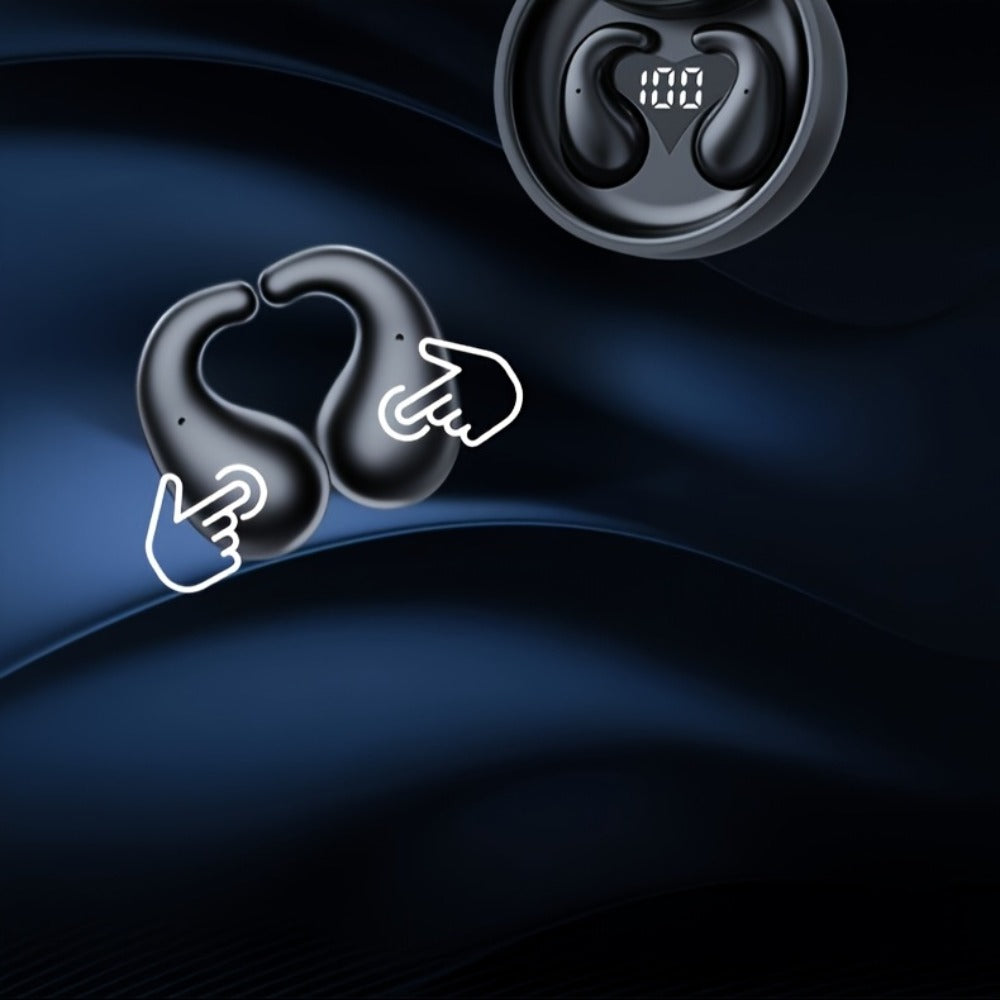 Heart-Shaped Bluetooth 5.4 Sleep Earbuds with Digital Charging Case in Black, White or Khaki