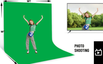 Green Screen Backdrop with Stand Kit 10x10Ft Chroma Key Background 7.5x10Ft Portable Stand with Carrying Bag 4 Clamps for Photoshoot