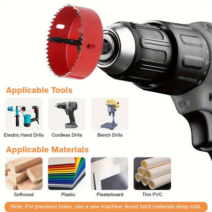 Carbon Steel Hole Saw Kit Multi-Size with Mandrels & Hex Key, Quick-Change Hole Cutter Set for Wood PVC Drywall Cornhole Board & Metal