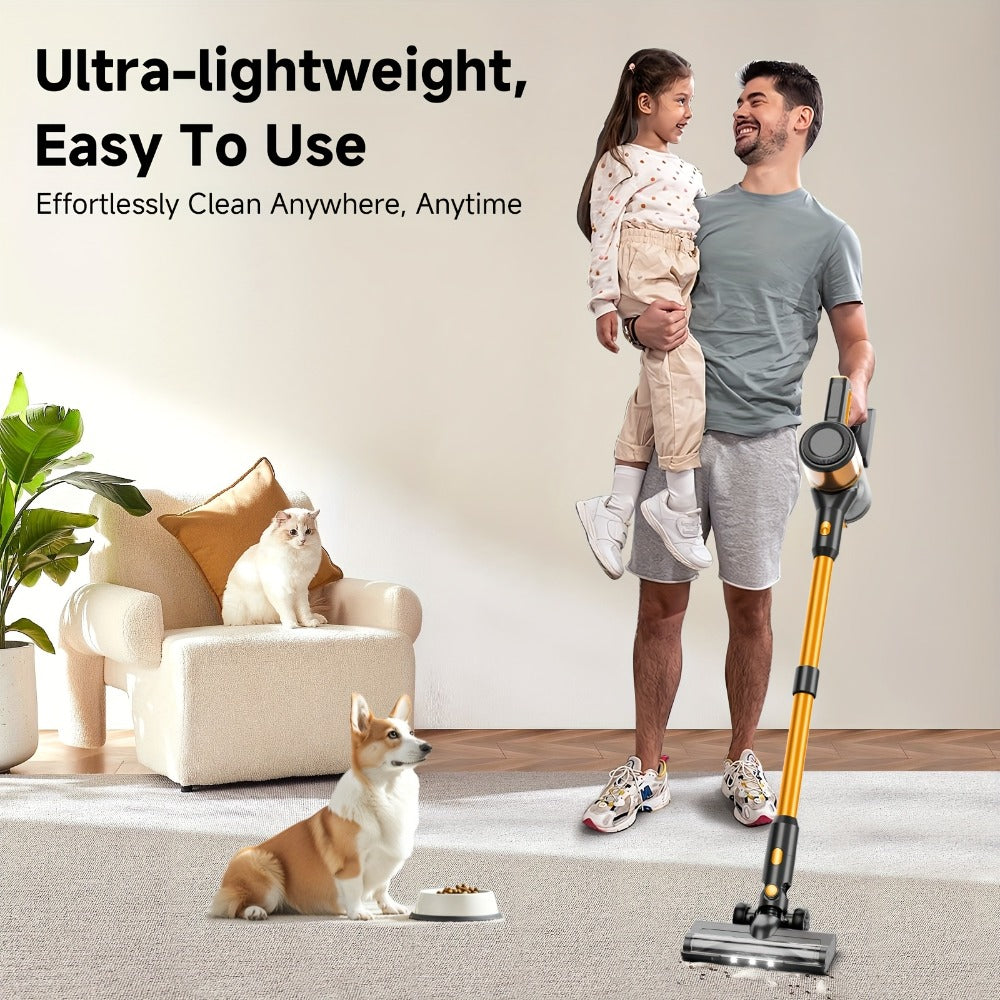 Cordless Stick Vacuum Cleaner 60Kpa 55-Min Runtime - Anti-Tangle Handheld Vacuum for Hardwood for Entryways, Bedrooms and Living Spaces