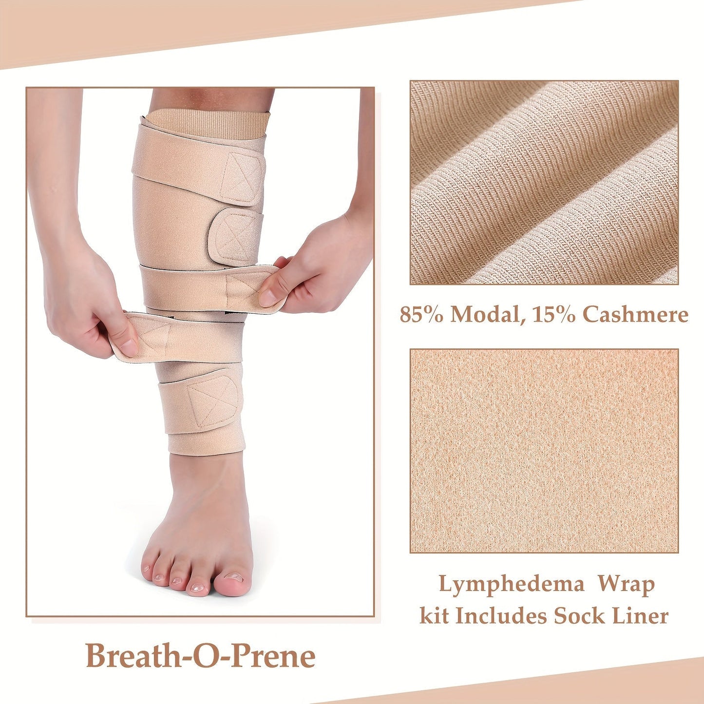 Compression Leg Wraps 3 Pairs – Adjustable Lower Leg Wrap for Lymphedema, Shin Splints & Calf Support, Breathable Non-Slip Compression