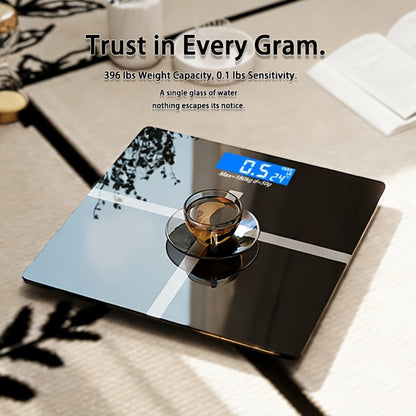 Digital Bathroom Scale with LCD Temperature Display – 396 lb High-Precision Weight Scale, KG/Pounds Switchable, Wide Non-Slip Platform