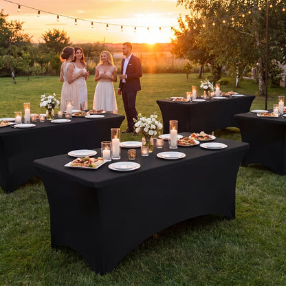 6 Pack Spandex Table Covers for 6ft Rectangular Tables – Fitted Stretch Tablecloths Wrinkle Resistant Washable Reusable for Wedding Party