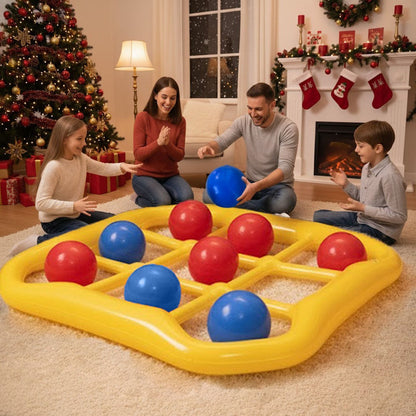 Floating Tic Tac Toe Pool Game Set for Family & Adults, Giant Inflatable Board with 10 Balls & Air Pump