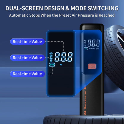 Cordless Tire Inflator Portable Air Compressor – USB-C Rechargeable, Digital Gauge, 3X Fast Inflation for Car Tires, Bikes