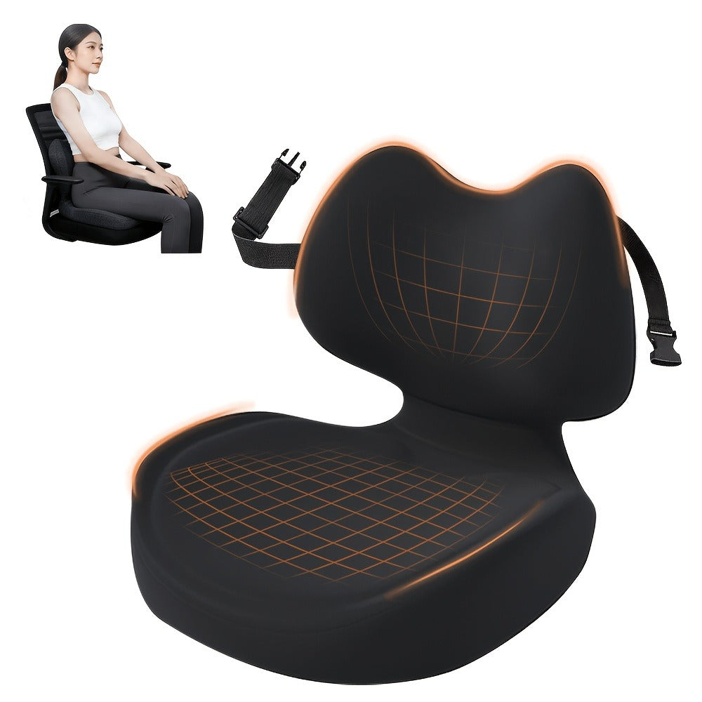 Ergonomic Seat Cushion for Tailbone & Lumbar Pain Relief – Memory Foam L-Shaped Car & Office Chair Cushion for Truck Drivers & Long Sitting