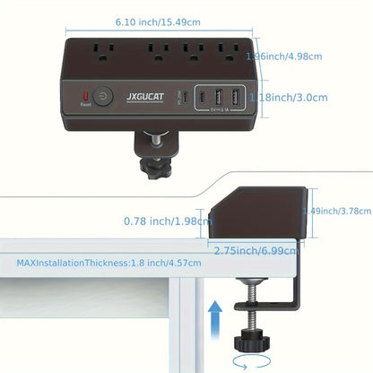 Desk Clamp Power Strip with USB-C PD 20W Fast Charging - 4 AC Outlets 4 USB Ports Surge Protector for an Everyday Personal Care Routine