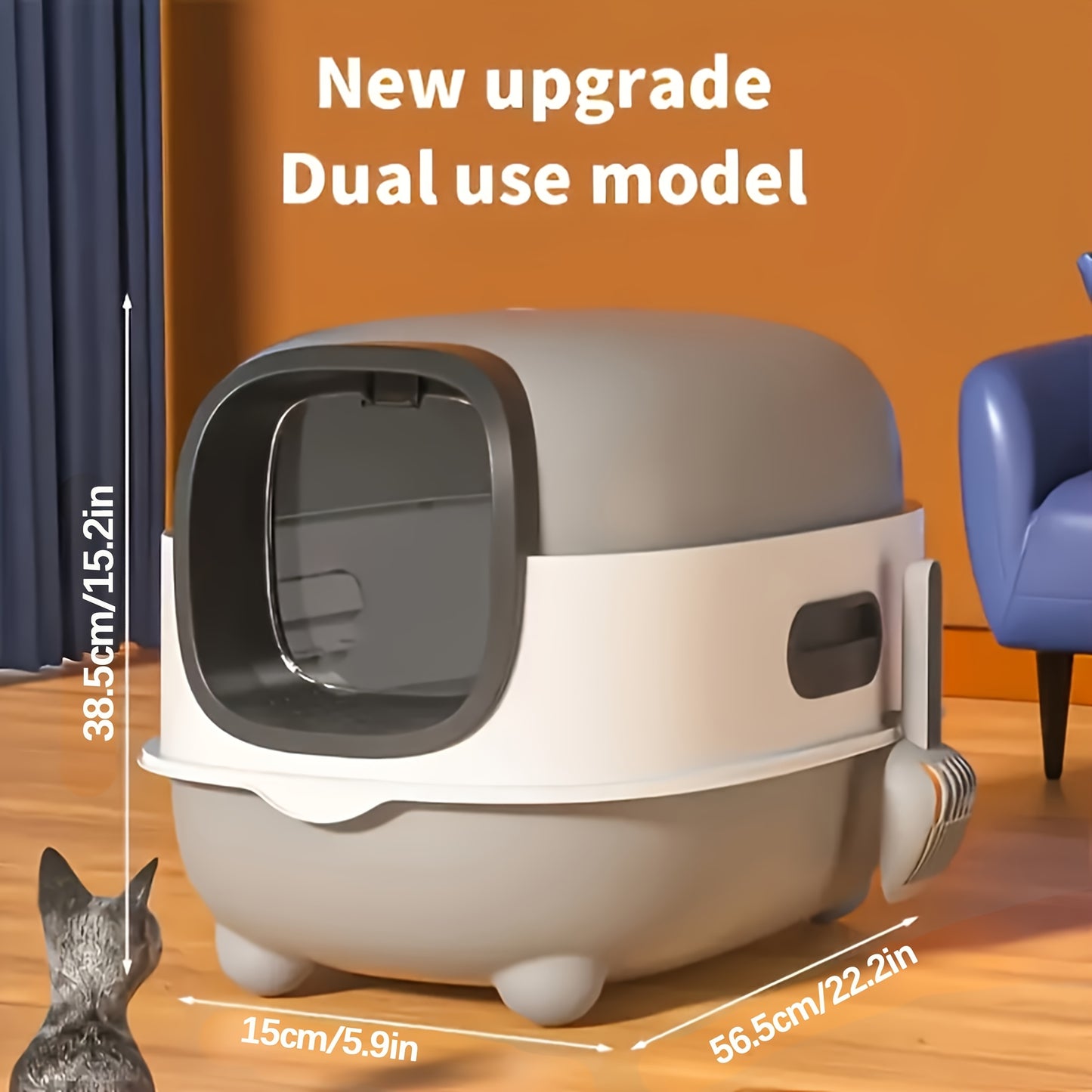 Hooded Cat Litter Box 5 Colors – Fully Enclosed Spill-Proof Design with Scoop Included | Easy to Assemble