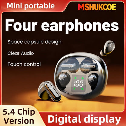 Wireless Earbuds MSHUKCOE 2-in-1 Mini Sleep Style with Touch Controls and Black, Khaki or Purple Choices