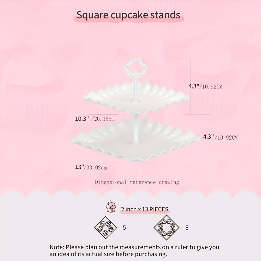 Tiered Cupcake Stand Set 10pcs – 3 Double Layer & 3 Triple Layer Dessert Stands + 4 Appetizer Trays for Birthday Wedding Party