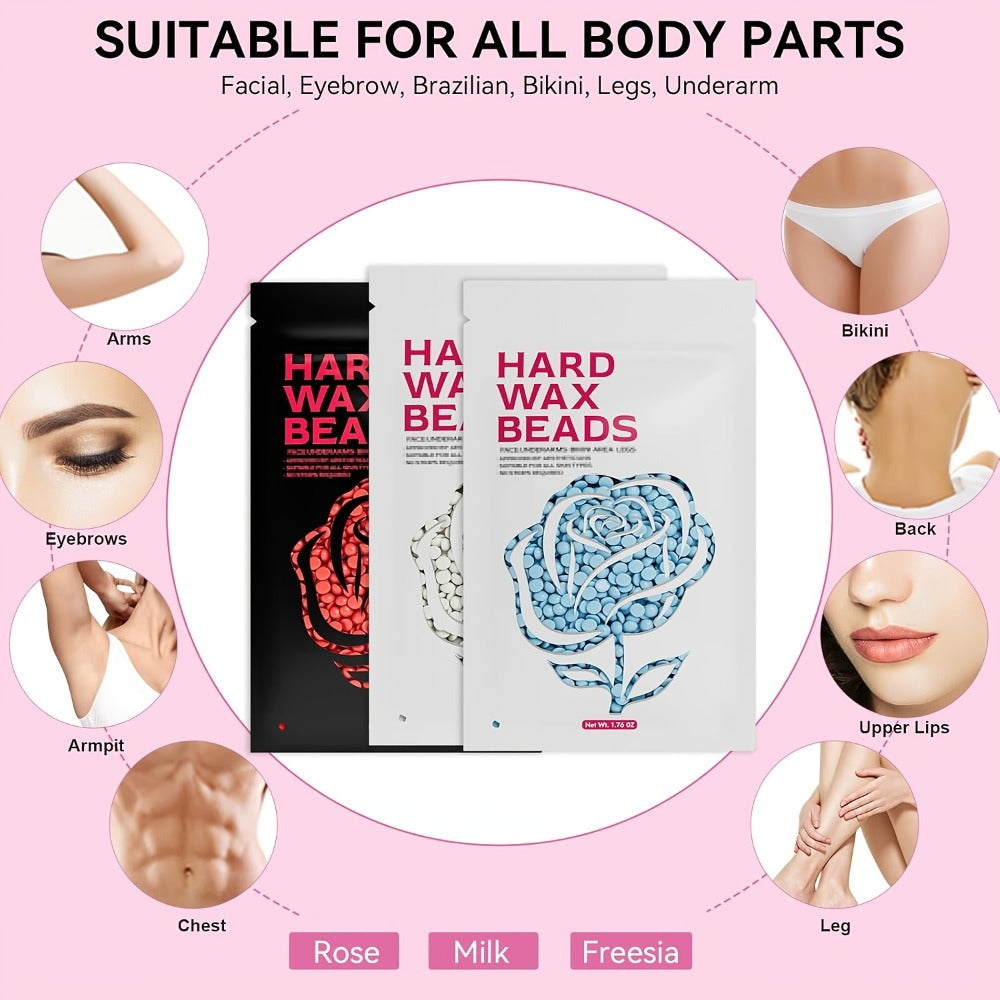 Wax Hair Removal Kit Digital Wax Pot with 6 Wax Bead Packets – Smart Temperature Control Salon-Grade Waxing Set for Body Bikini Face Legs