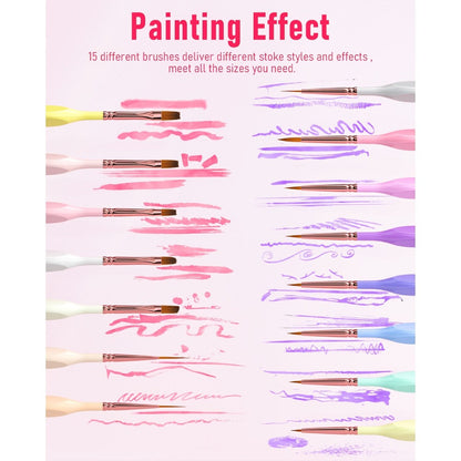 Miniature Paint Brush Set 15 Piece with Case, Micro Fine Detail Brushes for Acrylic, Oil, Watercolor
