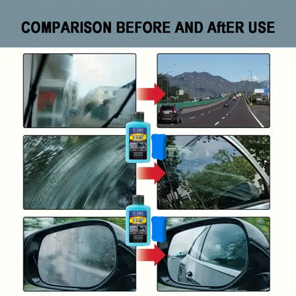 Car Glass Polish by HEXIBII, 150ml Oil-Film Cleaner Compound with Two Sponge Applicators for Windshields