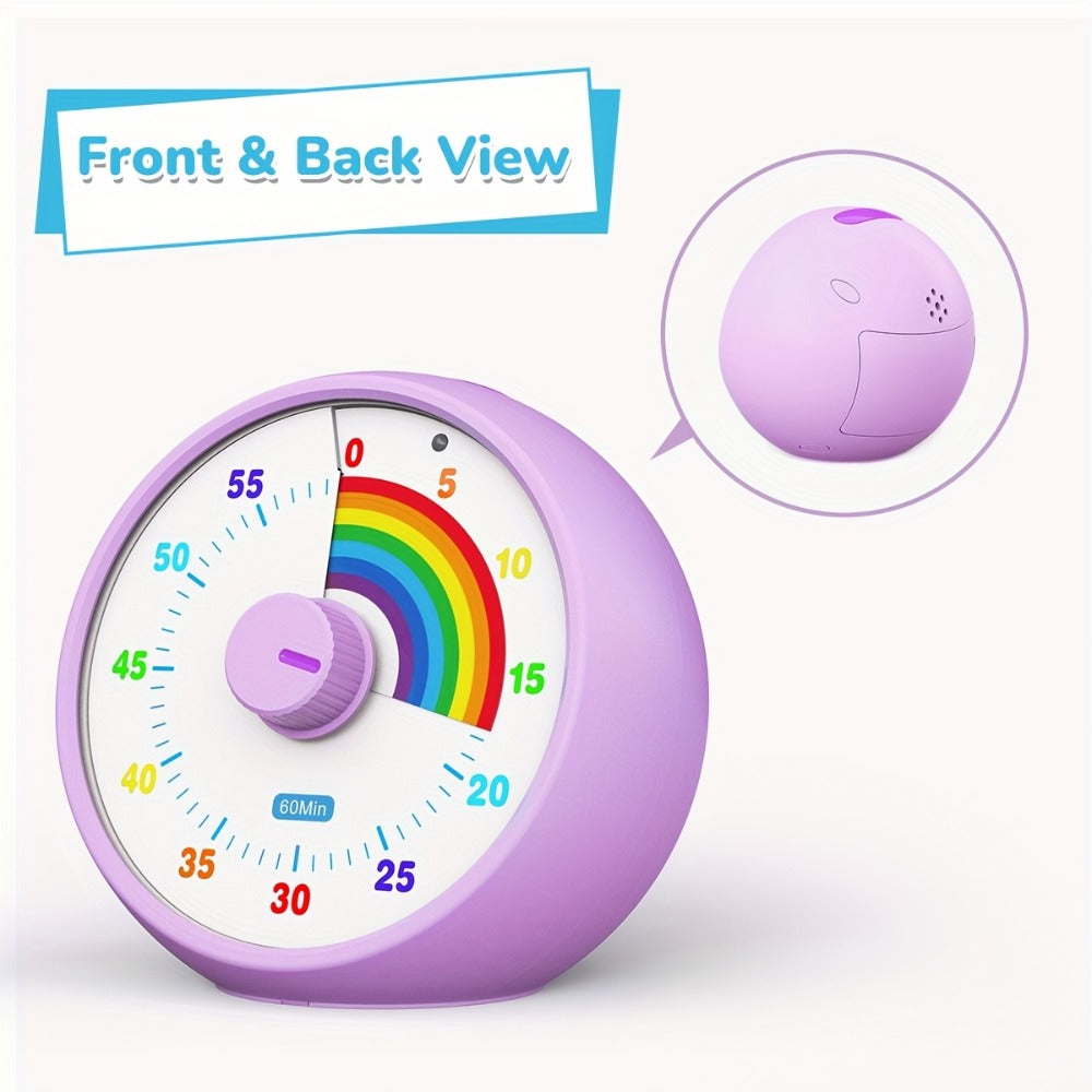 Visual Timer 60 Minute Countdown Silent Tomato Timer Rainbow Pattern for Classroom Office for Home Cooking, Dining and Outdoor Meals