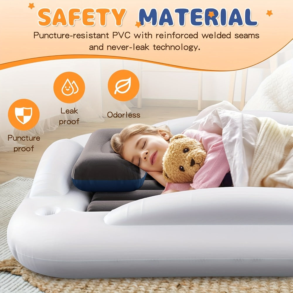 Kids Inflatable Travel Bed, Portable Children Air Mattress with Fast Inflation, Separate Mattress Design