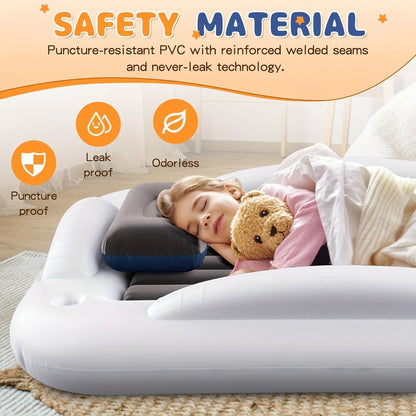 Kids Inflatable Travel Bed, Portable Children Air Mattress with Fast Inflation, Separate Mattress Design