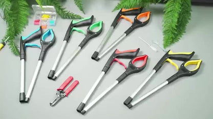 Grabber Reacher Tool 32 Inch Foldable Pick Up Stick 360° Rotating Jaw Magnetic Tip Extra Long Heavy Duty Litter Picker Mobility Aid