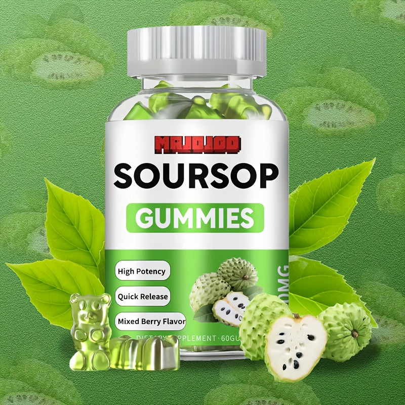 Soursop Graviola Gummies 2000mg, 60 Count Antioxidant Supplement for Men & Women, Supports Digestion & Immune Health