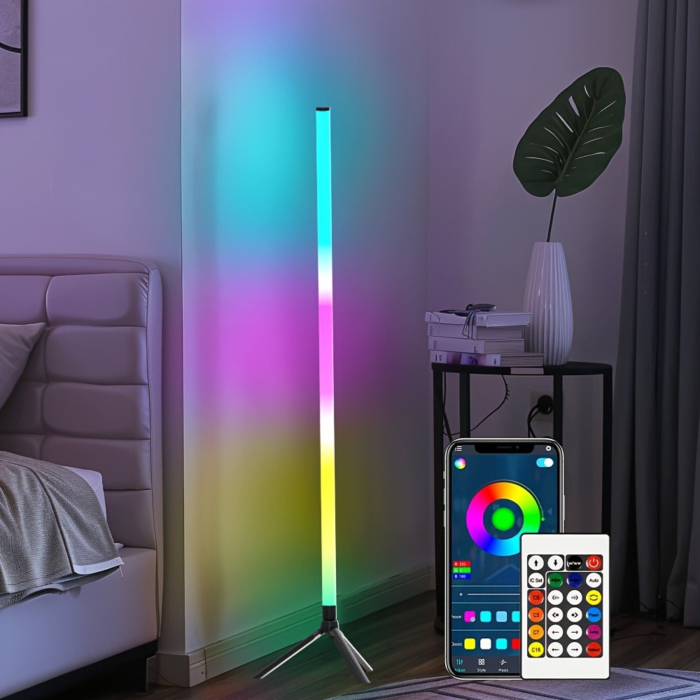 RGB Smart Floor Lamp 56 Inch, 16 Million DIY Color Changing with App & Remote Control, Music Sync