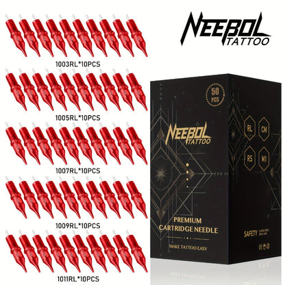 Assorted Tattoo Cartridge Needles Set 20/50pcs - Round Liner Shader Curved Mag Mixed Pack, #10 Bugpin #12 Standard