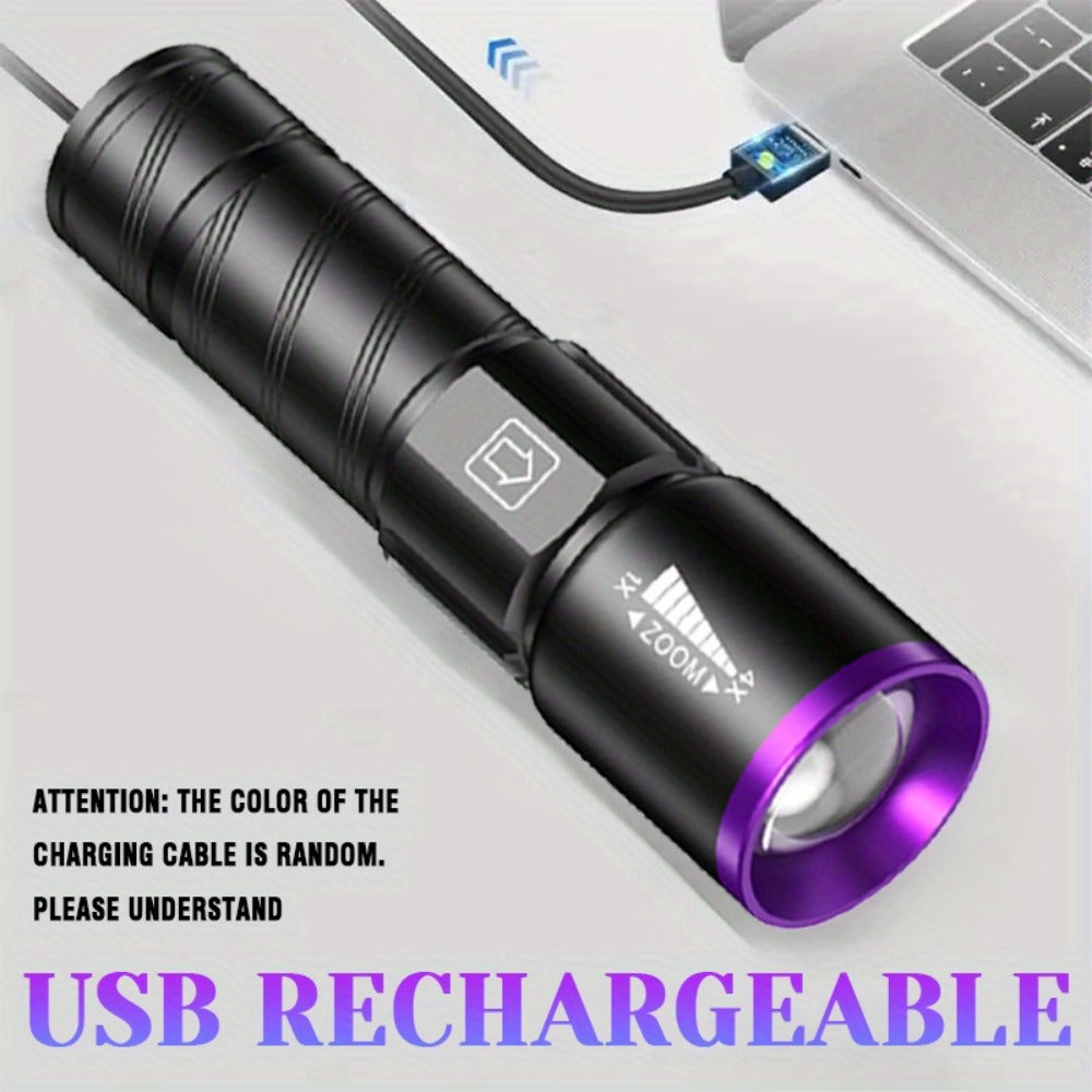 UV Blacklight 2 Pack Rechargeable Portable, Adjustable Brightness & Zoom Ultraviolet Lamp for Home and Salon Manicures
